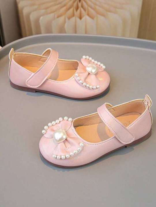 1%20Pair%20Girls%20Flat%20Shoes,%20Pink%20Comfortable%20Versatile%20Hook%20And%20Loop%20Bow%20Ballerina%20Dance%20Shoes%20-%20Image%202