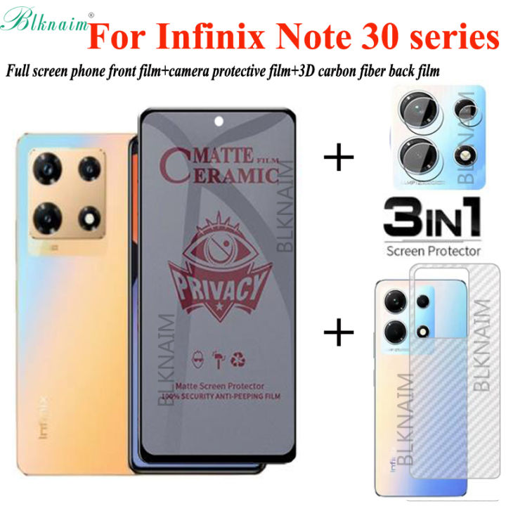 BLKNAIM 3in1 Full Cover Anti-Spy Screen Protector For infinix note 30 Privacy Glass For infinix note 30pro infinix note 30vip Tempered Glass Lens