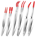 6 Pieces Tweezers with Rubber Tips -Lock Tweezers. 