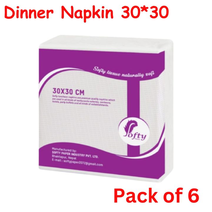 Napkin / Tissue Paper / Dinner Napkin / Softy Dinner Napkin Tissue Paper 30 x 30 cm -70Sheets -Pack Of 6