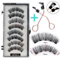DISICHEN Luxury 8 pcs/2 pairs magnetic eyelashes with 5 magnets, reusable handmade 3D mink false eyelashes natural with magnetic tweezers. 