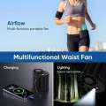 Portable Waist Fan, 10 Speed Fan with LED Light, Hands-Free Wearable Dual Clips Fans & Power Bank, for Camping, Outdoor, Jobsite. 