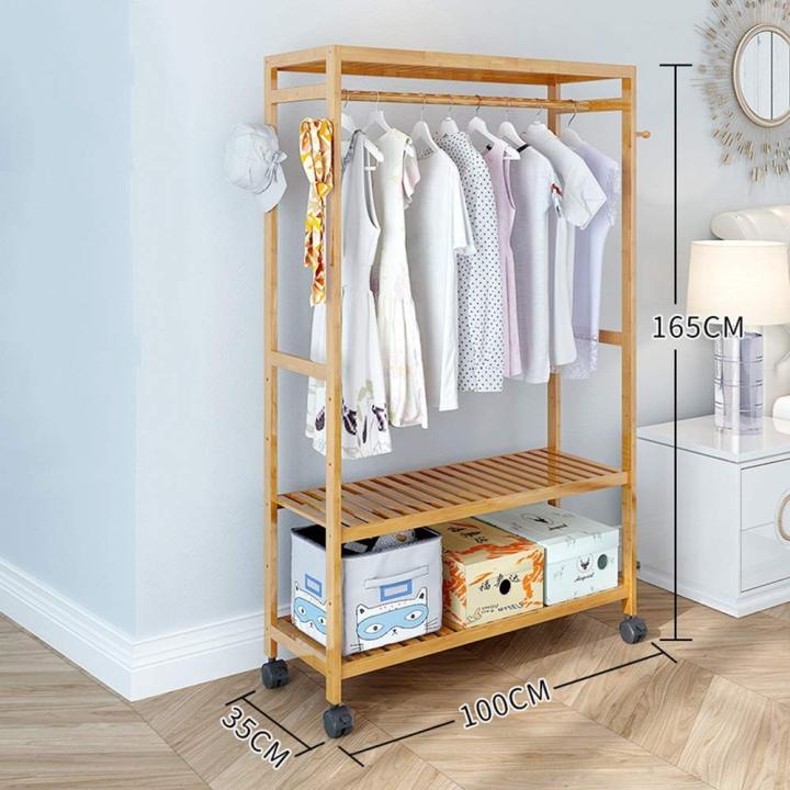 Bamboo%20Coat%20Rack%20DIY%20Garment%20Rack%20Coat%20Clothes%20Hanging%20Rail%202%20Tiers%204%20Hooks%20for%20Shoe%20and%20Hat%20Rack%20Laundry%20Storage%20Shelves%20%20-%20Brown%20-%20Image%203