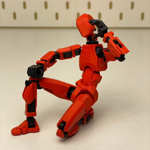Articulated Dummy 13 Action Figure | 3D Printed Movable Robot Toy | Fully Poseable Titan 13 Model for Artists, Collectors & Stop Motion - Red