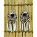 Silver Stoned Tassel Designed Earrings For Women. 