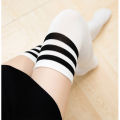 About 60cm Black White Red Striped Women Long Socks Thigh High Nylon Stockings Breathable Over Knee Girls. 