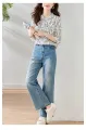 Fashion Shirts For Women Printed Clothes New Stand Up Collar 3/4 Sleeve Porcelain Floral Commute Top. 