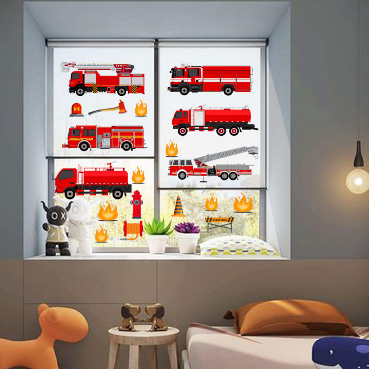 Cartoon%20Fire%20Truck%20Wall%20Decor%20Decals%20Kids%20Room%20Playroom%20Bedroom%20Firetruck%20Poster%20Mural%20Wall%20Stickers%20Kids%20Room%20Nursery%20Decor%20-%20Image%204