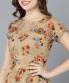one piece for Women girls Fit Flare Beige color Short Sleeve western wear dress for all occasion casual party wear. 