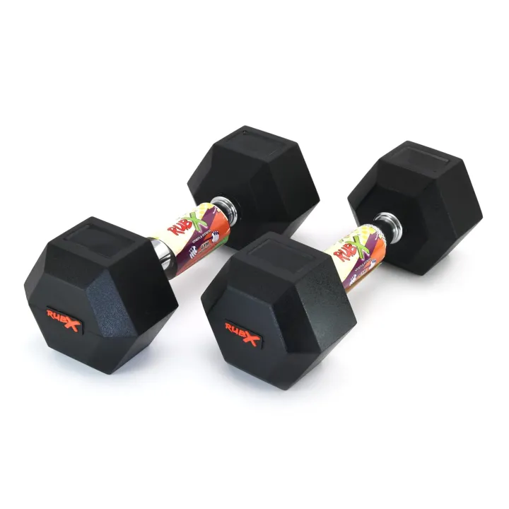 Rubx%205%20Kg%20Rubber%20Hex%20Dumbbell%20Set%20(%202%20pieces%20)%20-%20Home%20Gym%20Equipment%20%7C%20Rubber%20Coated%20Silver%20Chrome%20Cast%20Handle%20Dumbbell%20-%205KG%20-%201%20Pair%20-%20Image%202