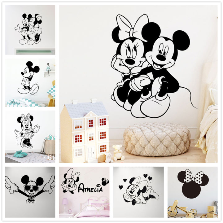 Discounts Funny Mickey Minnie Lover Wall Sticker Self Adhesive Lil Peep Wallpaper Stickers Vinyls Decals on Walls Children's Decoration 3D
