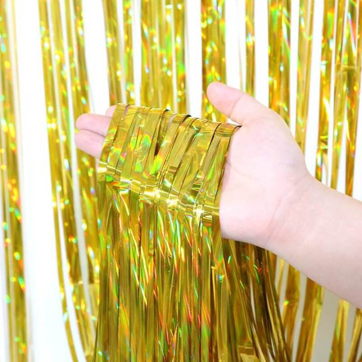 Ichhya Store Plain Gold Shimmer Curtains