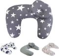 Nursing Pillow for Breastfeeding with Detachable Headrest and Head Support 100% Cotton, Pillowcase Removable. 