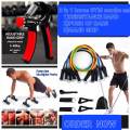 5 In 1 Power Resistance Band+Push Up Bars+Adjustable Hand Grip Strengthener Gym Combo set. 