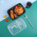 Disposable Two Compartment  Black Tray With Lid 50pcs/pkt  Size: 21cm*15 cm. 