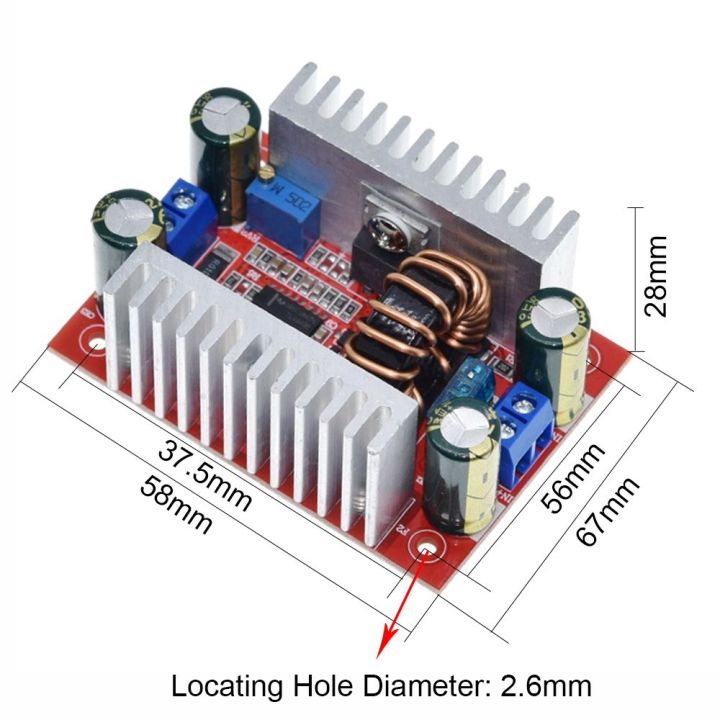 Non-isolated 8.5-50V to 10-60V LED Driver Step Up Module 400W 15A DC-DC ...