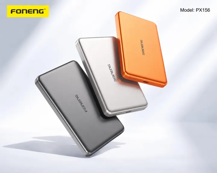 Foneng%2010000mah%20powerbank%20%7C%20%20Ultra%20thin%20%7C%20Magsafe%20%7C%2020Watt%20PD%20Fast%20Charging%20%7C15W%20Wireless%20Charging%20%7C%20QC3.0%20%7C%203C%20Certified%20%7C%20Metallic%20coating%20%7C1%20year%20warranty%20%7C%20Orange,Silver%20&%20Gray%7C%20PX156%7C%20-%20Image%202
