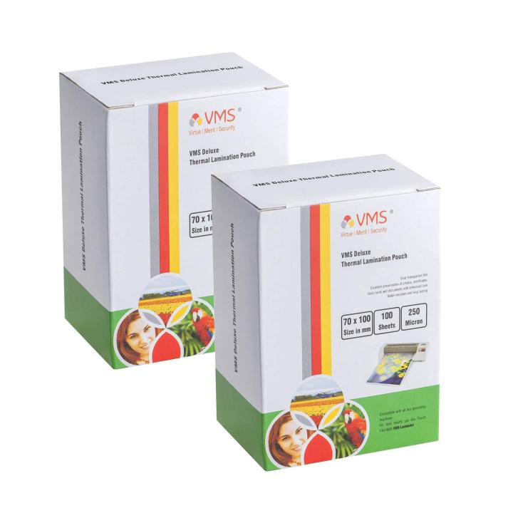 Deluxe Thermal Lamination Pouch 70x100mm 250 Micron - Pack of 2 (200 Sheets) for Id Card