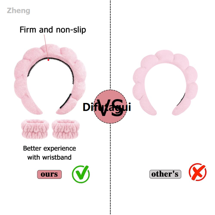 Difutagui%20Zheng%20Makeup%20towel%20cloth%20headband%20women's%203-piece%20non-slip%20spa%20Fifty%20percent%20Luxury%20discount%20headband%20and%20wristband%20set,%20soft%20hairband%20face%20wash%20and%20-%20Image%204