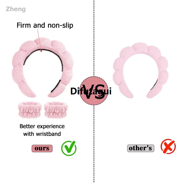 Difutagui%20Zheng%20Makeup%20towel%20cloth%20headband%20women's%203-piece%20non-slip%20spa%20Fifty%20percent%20Luxury%20discount%20headband%20and%20wristband%20set,%20soft%20hairband%20face%20wash%20and%20-%20Image%204