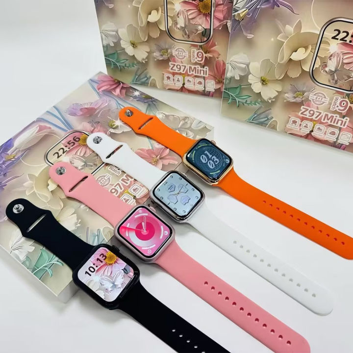 Z97 Mini SmartWatch with 4 Strap NFC Heart Rate Waterproof Bluetooth Call Wireless Charging Smart Watch for Men Women