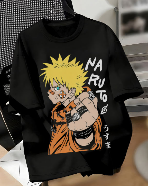 Unisex Naruto Uzumaki Graphic Print T-Shirt | Chinese Terry Fabric | Trendy Anime Streetwear For Men & Women