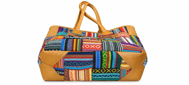 Multicolor%20Women's%20Woven%20Cotton%20&%20Leather%20Patchwork%20Shoulder%20Tote%20Bag%20%E2%80%93%20Casual%20Daily%20Handbag%20with%20Zipper%20Closure%20-%20Image%204