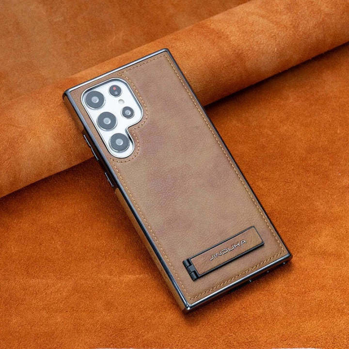 Linman Jinduka Leather Case Cover Special for Samsung S23 Ultra (Brown)