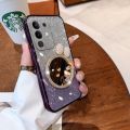 Back Cover 5G Slim Girl Glitter Plating Clear Shiny Glitter Mirror Bow Band Vivo for T4X Phone Case Deluxe Gradient Edition VivoT4X. 
