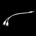 Cable splitter of white earphones 3.5 mm audio. 