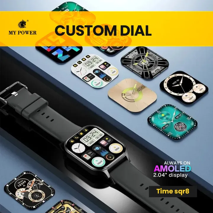 MyPower%202.04"%20Amoled%20Display%20Smartwatch%20TimeSqr8%7C%20Square%20shape%20Smartwatch%20%7C%20Bluetooth%20version%205.2%20%7CAlways%20On%20Screen%7C%20Bluetooth%20HD%20Calling%20%7C%20Health%20Tracking%20%7C%20IP67%20Water%20resistant%20%7C1%20Year%20Warranty.%20-%20Image%204