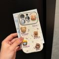 100%new celebrity trend+In stock+COD Korean INS Cartoon 3D Bear Cookies Stickers Big Lens Frame Case for iPhone 15 14 13 11 Pro Max Plus Back Cover for 12 Pro Max. 