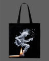 Smoke Guitarist Printed Tote Bag– Black & White. 