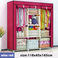 3-Door Foldable Plastic Wardrobe | DIY Non-Woven Portable Storage Cabinet for Bedroom | Easy Open Door Design, No Zipper Fabric Organizer | Cloth Daraz. 