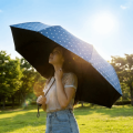 Portable Automatic/Manual Polka Dot Umbrella Black Coated UV Protection Dual Use Umbrella Folding Lightweight Rain Umbrella Summer. 