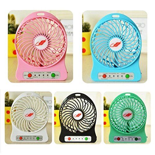 Smart Choice Mini Portable USB Rechargeable Hand Held Desk Fan | 3 Speed Settings | Cooling Table Fan for Home Office Travel | Compact Battery Operated Personal Fan | Colors May Vary