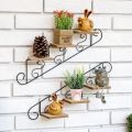Creative American Style Wall-mounted Flower Stand Art Staircase Shape Wall Display Shelf Simple Wall Hanging Flower Pot Living Room. 