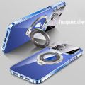 For iPhone 14 Pro Max 15 13 12 11 Magnetic Magsafe Plating Plain Phone Case Cover with Ring Holder. 