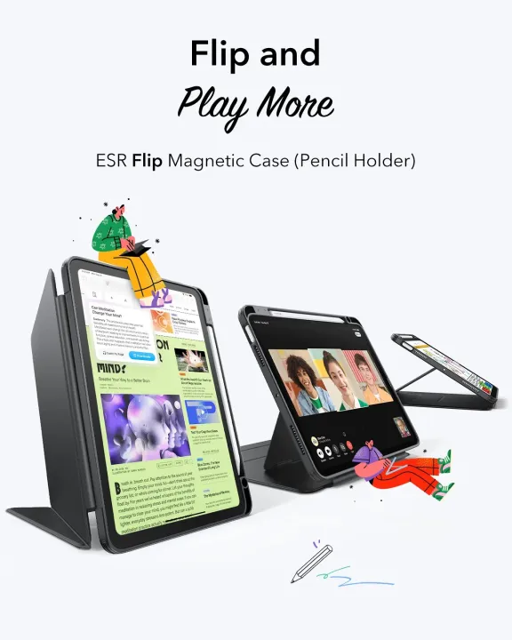 "ESR%20iPad%20Air%2011%20Inch%20Case%20M3/M2%20(2025/2024)%20iPad%20Air%205th/4th%20Gen%20(2022/2020),%20Vertical%20Stand%20Cover%20Multi%20Stand%20Angles%20Ultra-Stable%20Case%20with%20Pencil%20Holder%20Flip%20Series"%20-%20Image%206