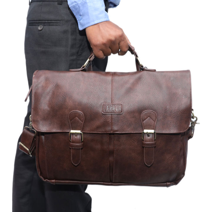 Dark Brown PU Leather  File Bag For Men