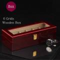 Wooden Watch Box-6 Wide Watch Slots Wood Clock Box Storage Organizer. 