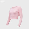 Doro Pink Round-Neck Ribbed Crop top for Women. 