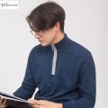 Trikaya Men's Half Zipper Woollen Sweater - King Blue. 