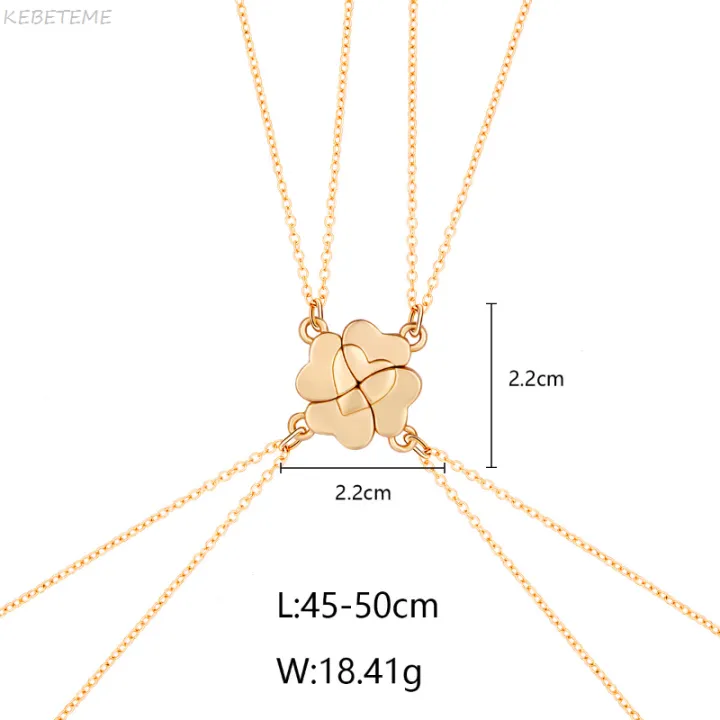 KEBETEME%20Friendship%20Necklace%20Magnetic%20Matching%20Four%20Leaf%20Clover%20Best%20Friend%20Necklace%20Gifts%20for%20Girls%20Women%20Magnet%20BFF%20Necklace%20for%204%20-%20Image%203