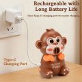 Cute Design 3 Speed Adjustable Monkey Hanging Cup Fan Quiet Operation Cartoon Style Portable Desktop Fan Pet Style Clip On Design Rechargeable Fan Desktop Use. 