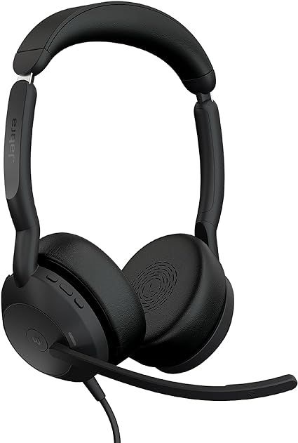 Jabra Evolve2 50 Wired Stereo Headset AirComfort Technology, Noise-Cancelling Mics & Active Noise Cancellation - MS Teams Certified, Works with All Other Platforms