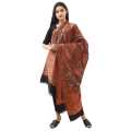 Black With Maroon And Golden Colour Floral  Pasmina Shawl For Women. 