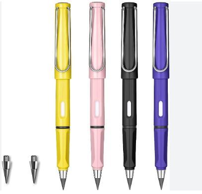 Eternal Portable Reusable Erasable Metal Writing Pens Infinite Replaceable Graphite Nib Triangle Triangular Golf Stationary Set Mechanical Pencil