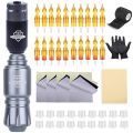 Tattoo Machine Kit Rotary Motor Tattoo Pen Tattoo Power Supply 5RM/5RL Integrated Needle Transfer Paper Practice Skin Ink Cup Gloves Bandage Tattoo Equipment. 