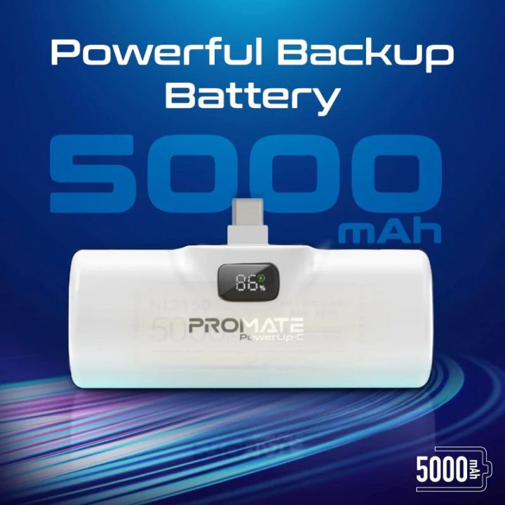 Promate%20POWERUP-C,%20Power%20Bank%20with%20Built-In%20USB-C%20Connector,%20Premium%205000mAh%20Mini%20Capsule%20Fast%20Charging,%2020W%20USB-C%20Power%20Delivery,%20LED%20Display%20and%20Foldable%20Kickstand%20-%20Image%207